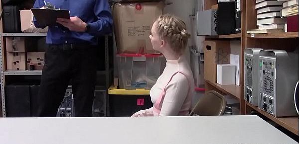 Blonde Shoplyfter bounces her tight twat on top of the Lp officer!